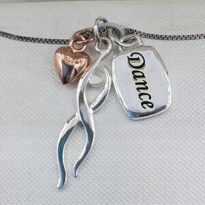 Be Inspired Dance Like No One is Looking Sterling Silver Pendant Necklace NEW